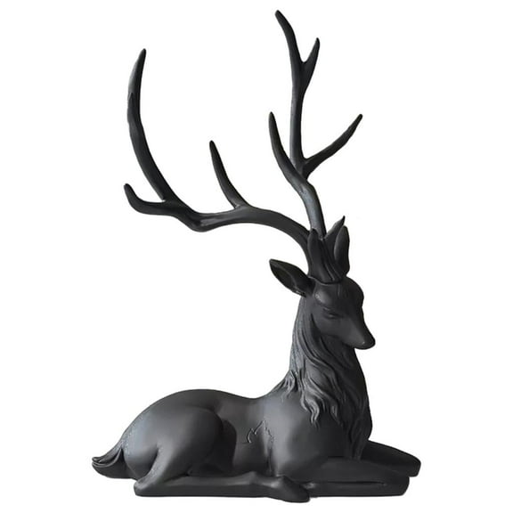 Black Reindeer Ornaments Holiday Deer Decoration Statue Sculpture Sitting