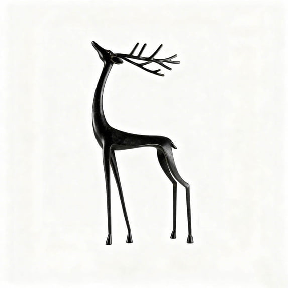 Black Reindeer Statues Christmas Decorations, Xmas Deer Figurines Christmas Table Decor, Modern Xmas Figurines, Vintage Standing Deer for Centerpieces, Elegant Indoor Holiday Decor (Looks Up)