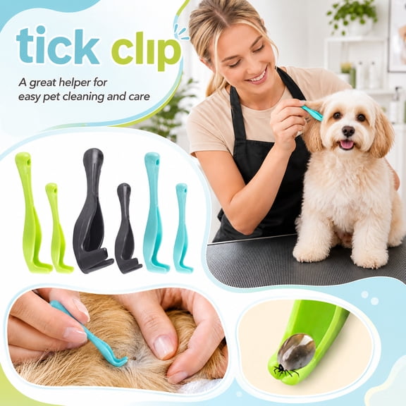 Black Remover Set, Removal Tool, Remover, Pet First Aid Kit for Dogs, 2-Pack Light Weight Curved Black Plastic Extractors That Safely Lift Full Ticks Out Intact Without Squeezing