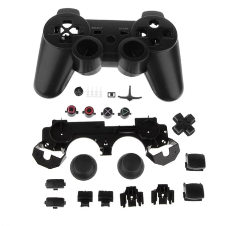 Black-Replacement Full Housing Shell Case Skin Mod for PS3 Controller Full Access Protective