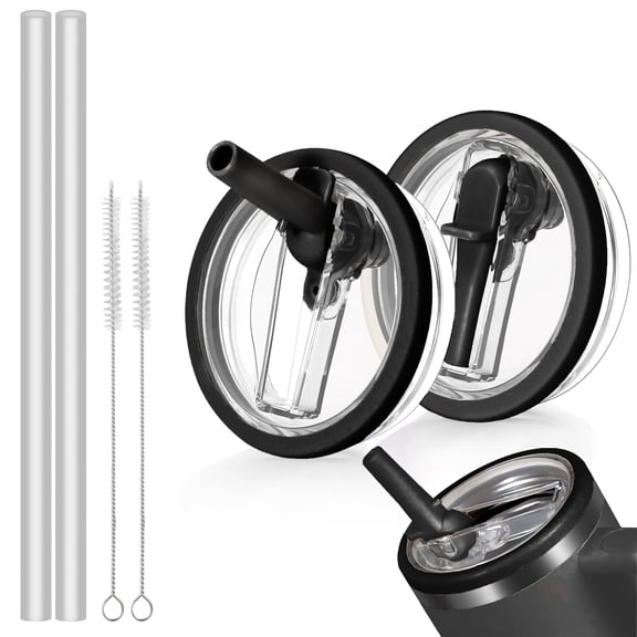 Black Replacement Set Cup Lids for Stanley Tumbler (2 Pack)