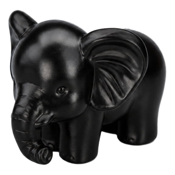 Black Resin Baby Elephant Figurine Statue For Home Desk And Shelf Decor Use