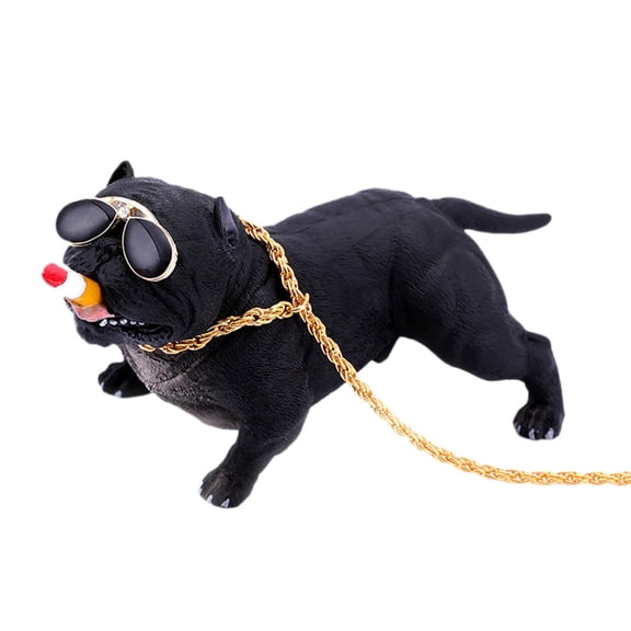 Black Resin Bulldog Car Decor Suction Cup Mounted Detailed Sculpture Dashboard Ornament For Car Interior Decoration Adds Personality And Style To Your Vehicle Interior Accessories