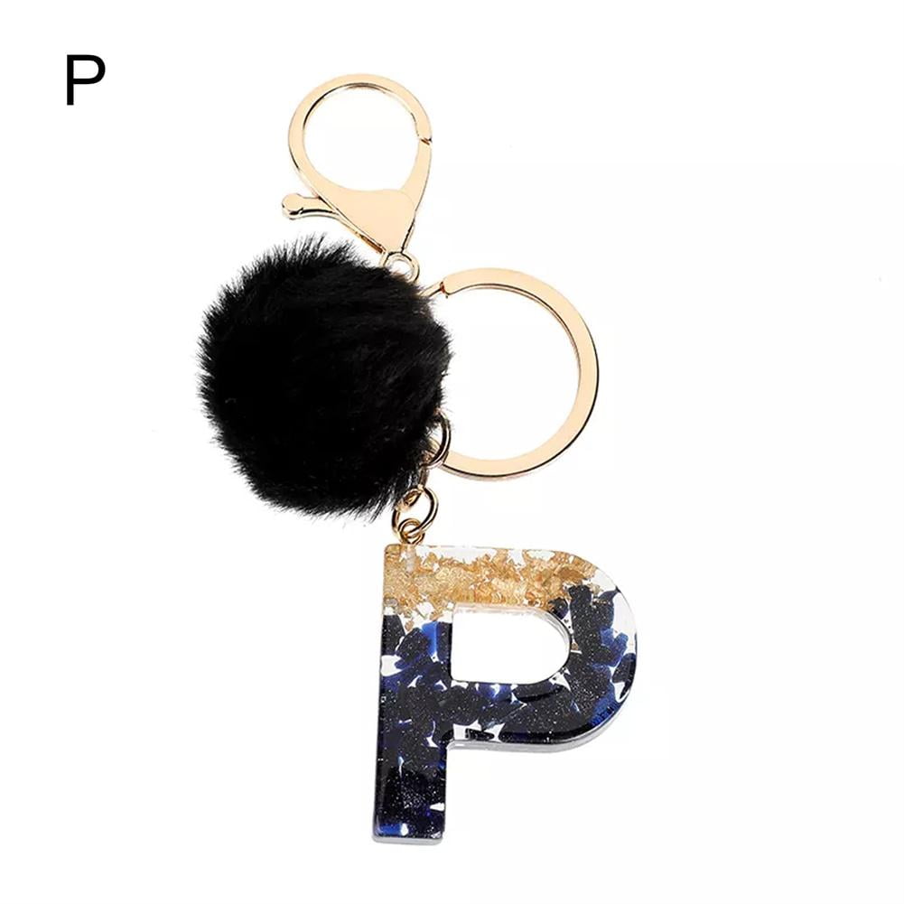 XGALBLA Alphabet Initial Letter Keychain Tassel Sunflower Initial Key Ring for Bag Charm Purse Handbags for Women Girl