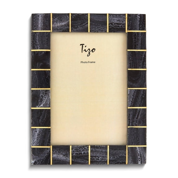 Black Resin with Brass Accent 5x7 Photo Frame