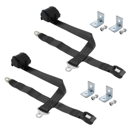 Black Retractable Bucket Seat Belt Kit with Bracketry for 1963-1991 Jeep Wagoneer Standard 2 Point - 2 Belts