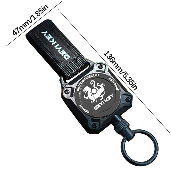 Black Retractable Steel Rope Keychain With High Elasticity Spring And Buckle Metal Release Keyring Stretchable Anti Loss Design For Keys Id Cards Tools 5.35 Inches Durable Daily Use