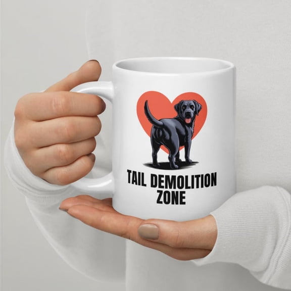 Black Retriever Mug - oz, oz, oz Tail Demolition Zone Coffee Cup Lab Owner Gift Funny Dog Mug Dishwasher .
