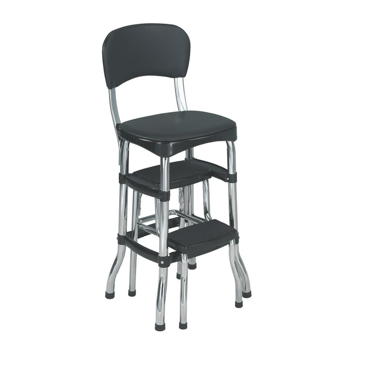 Black Retro Counter Chair Step Stool
