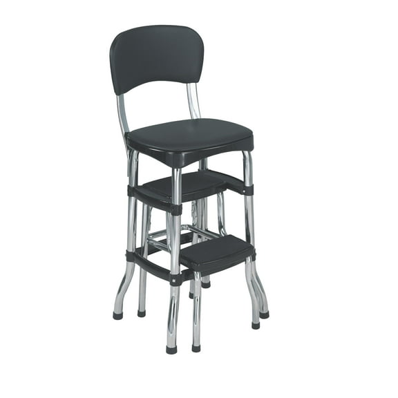 Black Retro Counter Chair / Step Stool