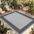 thumbnail image 1 of Black Retro Greek Key Outdoor Rug 4x6 Ft - Reversible Patio Rug Outdoor Camping Rugs, Gray Greece Ancient Farmhouse Geo Indoor Outdoor Area Rugs, Non-Slip Outdoor Carpet Runner for Deck/Porch, 1 of 8