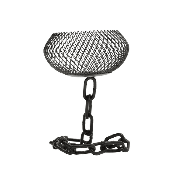 Black Retro Iron Candle Holder, Creative Anti-Gravity Chain Design, Elegant Wire Mesh Tea Light Stand, 4.4 x 4.4 x 6.1 in, Hollow Grid Top for Romantic Light, Stable Base, Windproof Home Decor