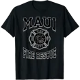 thumbnail image 1 of Black Retro Maui Fire Department Flag Hawaii Firefighter T-Shirt, 1 of 6