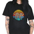 thumbnail image 1 of Black Retro Sloth Graphic T-Shirt Rainforest Animal Vintage Aesthetic Casual Daily Weekend Outfit Top for Sloth Lovers S-5XL, 1 of 5