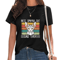 thumbnail image 1 of Black Retro Striped Best Sphynx Cat Dad Ever Tshirt Graphic Tees Shirts Vintage Sphynx Cat Owner Father's Day Gift Comfort Casual Tops S-5XL, 1 of 5