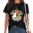 thumbnail image 1 of Black Retro Sunset Best Dog Mom Ever Tshirt Graphic Tees Shirts Patriotic Pet Lover Crown Dog Owner 4th of July Gift Comfort Tops S-5XL, 1 of 5