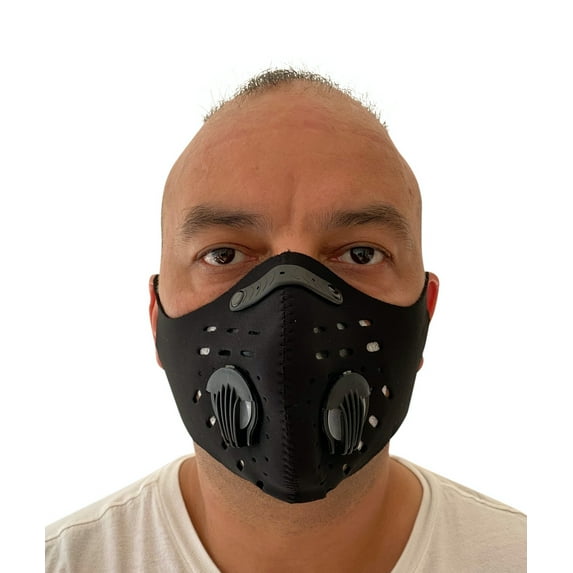 Black Reusable Cycling Face Mask Breathing Valve Active Carbon Filter for Unisex