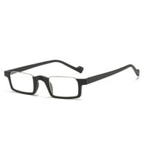 Black Reversal Half Rimless Reading Glasses 3.5, Fashion Rectangle Presbyopia Glasses for Men and Women, HD Half Moon Spring Hinge Readers 3.50