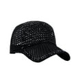 thumbnail image 1 of Black Rhinestone Baseball Cap Adjustable Ponytail Friendly Mesh Back Sun Hat for Outdoor Sports, 1 of 6