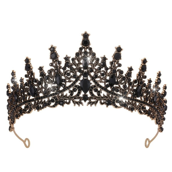 Black Rhinestone Crowns for Women Elegant Queen Crystal Tiaras for Wedding Prom Birthday Cosplay Halloween Costumes