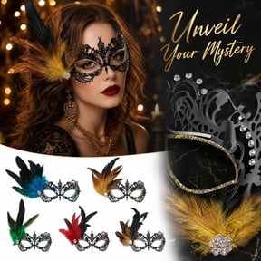 Black Rhinestone Feather Half Mask, Halloween Mask for Masquerade Party, 6X3X10 Inch Metal Eye Mask, Masquerade Mask for Women and Men, Mask for Party, Halloween Gift for Her and