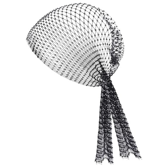 Black Rhinestone Mesh Headband Head Scarf Rhinestone Head Scarf DIY Diamond Mesh Headpiece Wraps Sparkly Nightclub Glitter Hollow Out Accessories