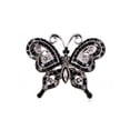 thumbnail image 1 of Black Rhinestone Silver Toned Gothic Butterfly Finger Adjustable Ring, 1 of 4