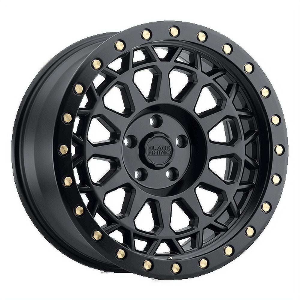 Black Rhino Aluminum Rim PRIMM 17X9in Matte Black with Brass Bolts Finish, 1790PRM005127M71