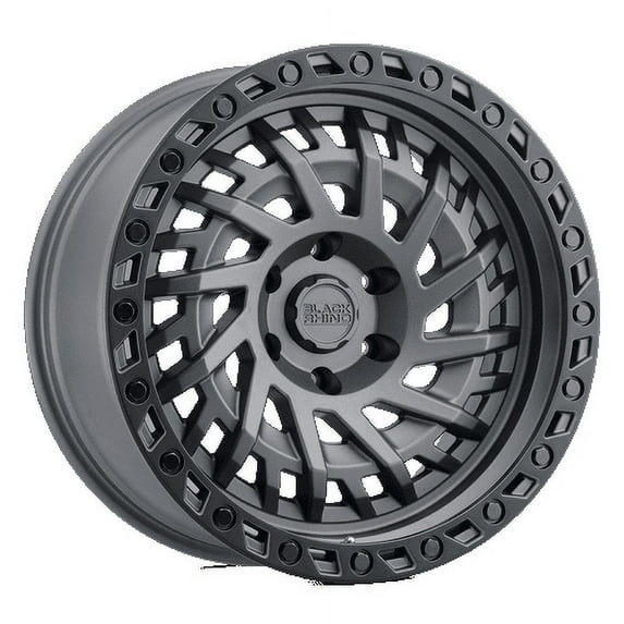 Black Rhino Aluminum Rim SHREDDER 17X9in Matte Gunmetal with Black Ring Finish, 1790SHD006140G12