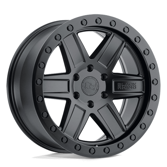 Black Rhino Attica 20X9.5 6X139.7 12Et 71.5Cb Matte Black W/ Black Ring Wheel