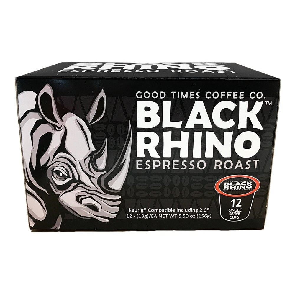 Black Rhino Espresso Roast Coffee Capsules, Single Serve Pods for Keurig K-Cup Brewers, 12 Count