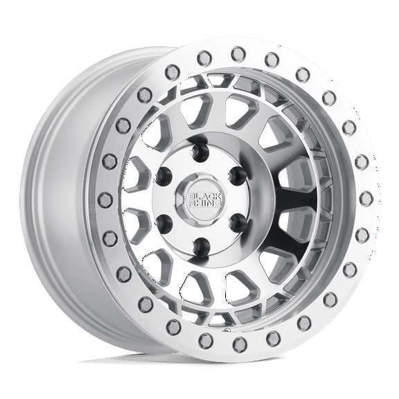 Black Rhino Primm 17X8.5 6X139.7 0Et 71.5Cb Silver W/ Mirror Face & Machined Ring Wheel