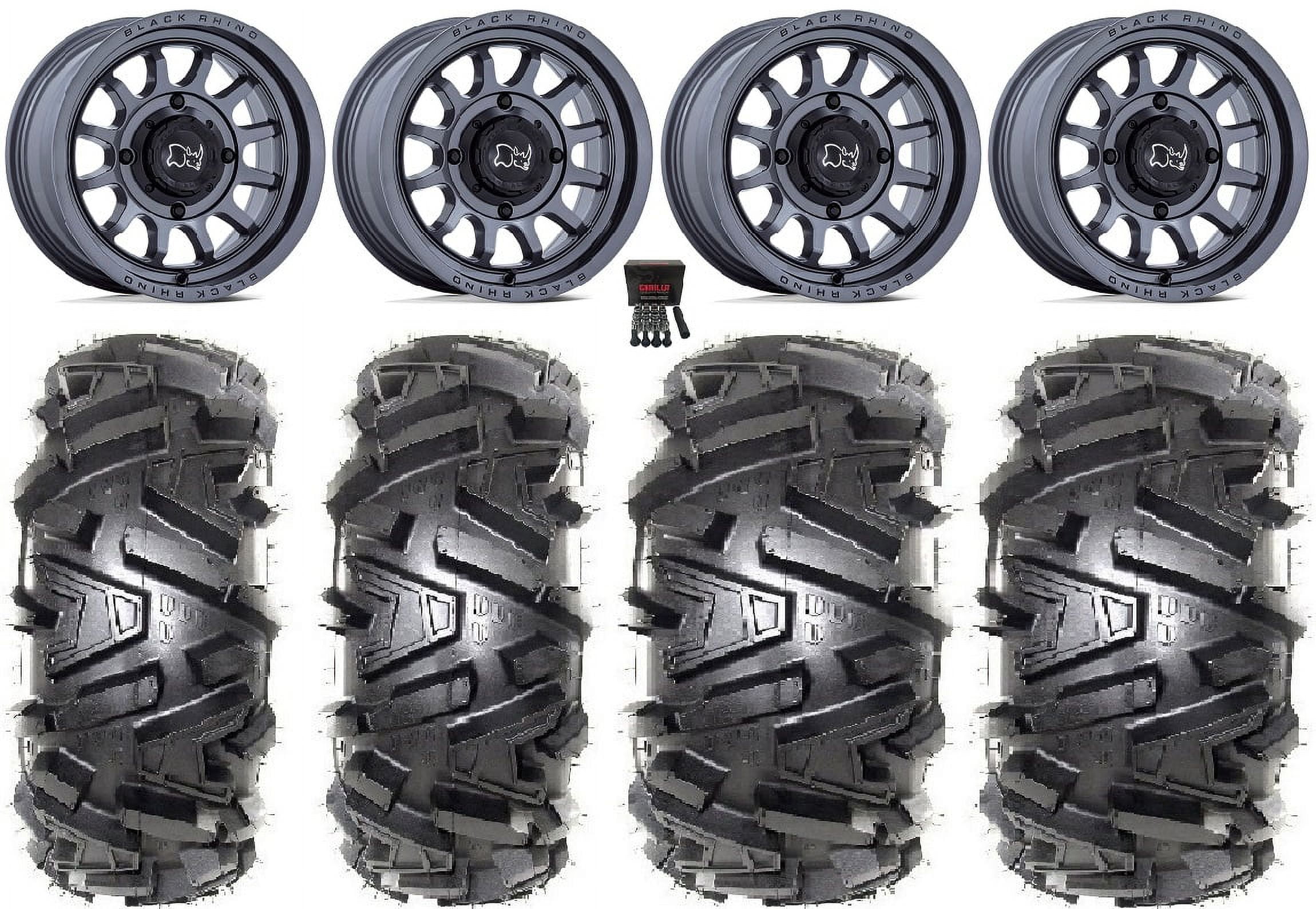 Black Rhino Rapid 14" Wheels Gm 26" Moto MTC Tires Yamaha Viking