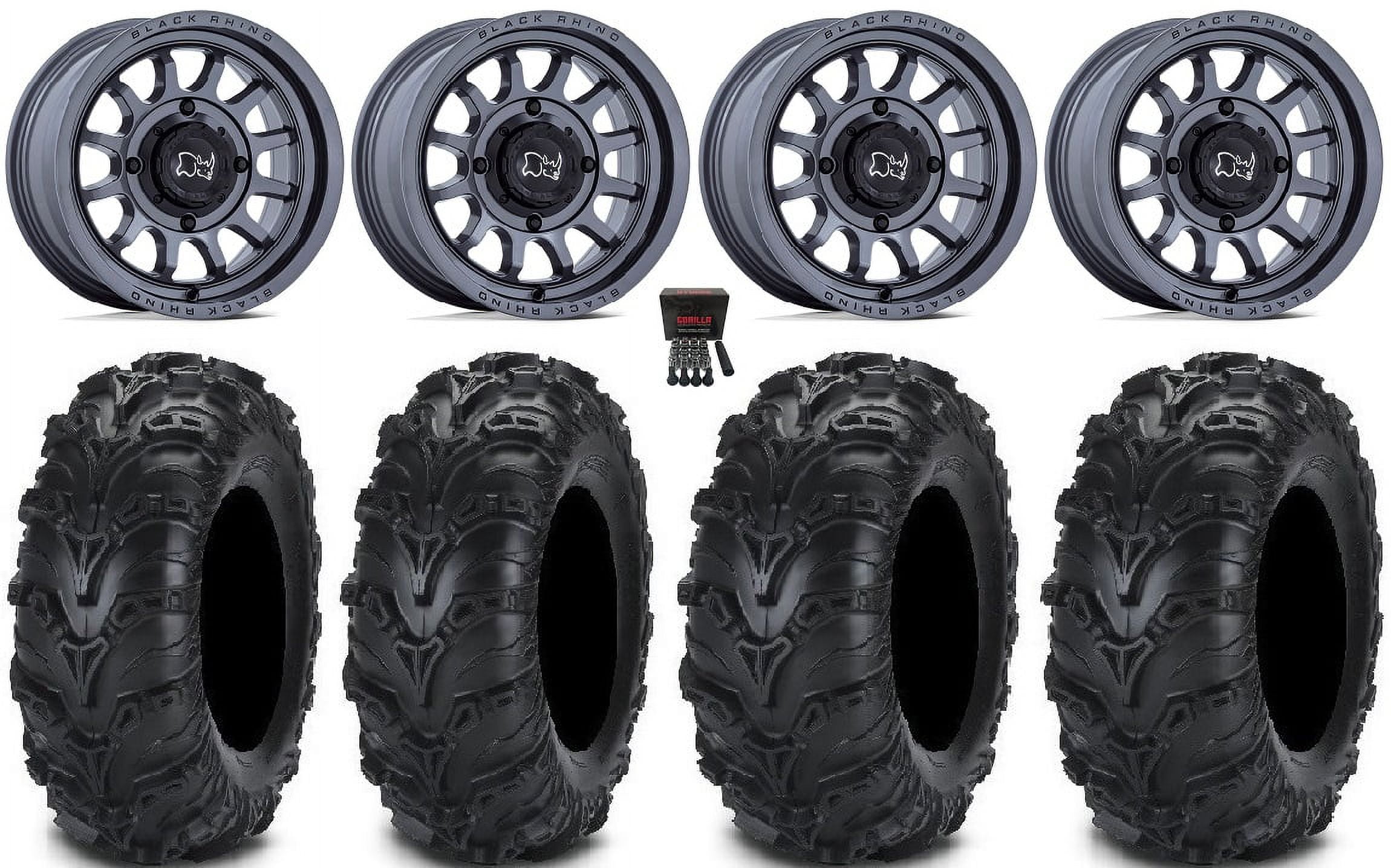 Black Rhino Rapid 14" Wheels Gm 28" Mud Lite II Tires CanAm Commander