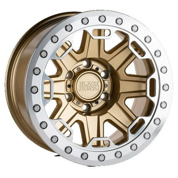 Black Rhino Rift 17X8.5 6X139.7 -30Et 112.1Cb Matte Gold W/ Machined Ring Wheel