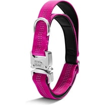 Black Rhino - Tactical Dog Collar Ultra-Soft Neoprene Padded Dog Collars for Medium, Large, XL Dogs | Heavy Duty Metal Buckle | Padded Handle for Dog Training (Medium, Pink)