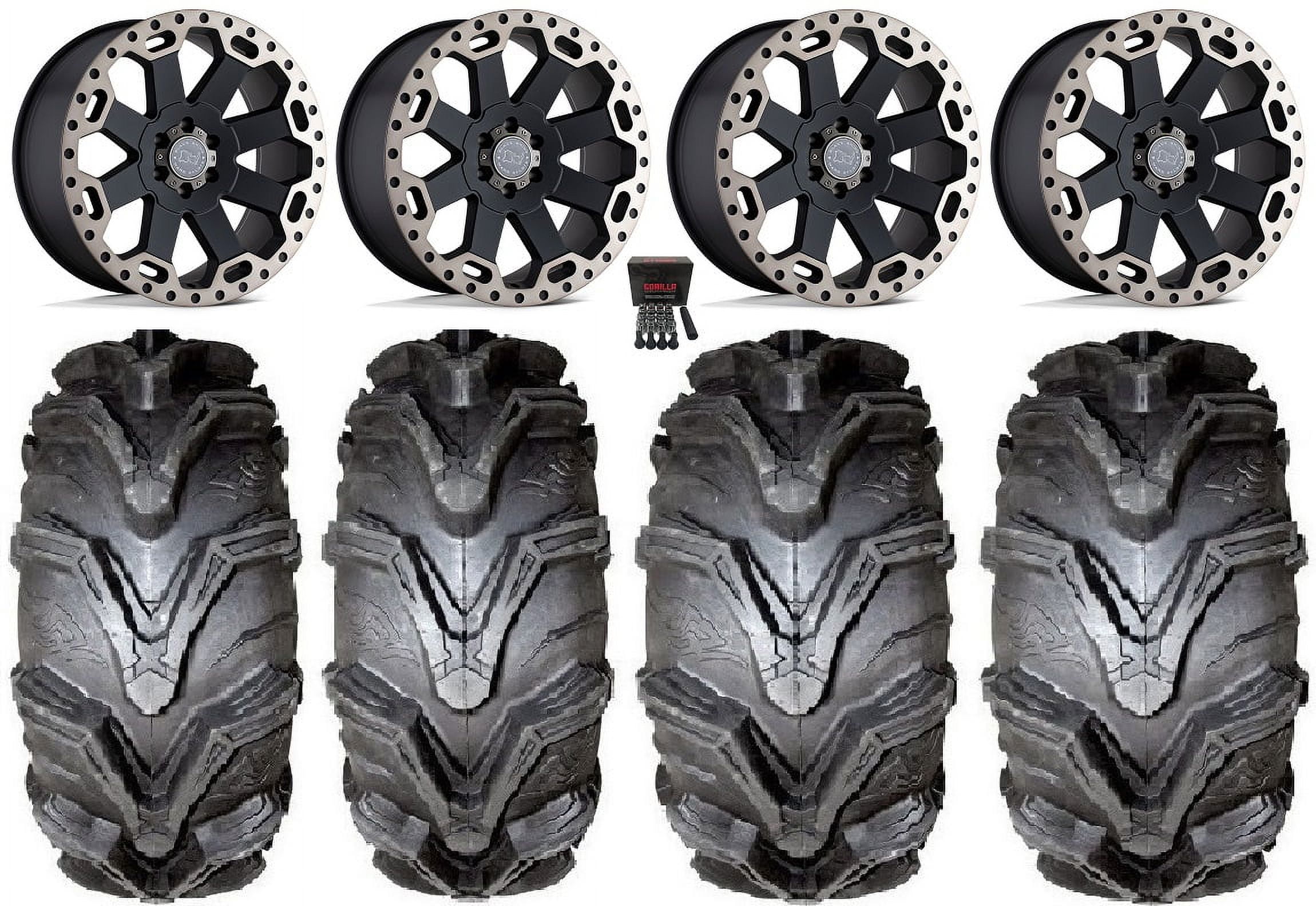 Black Rhino Warlord 14" Wheels Black 27" MotoMax Tires CanAm Maverick
