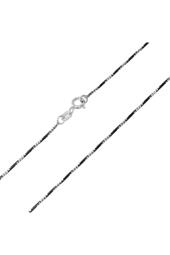 Black Rhodium Plated 925 Sterling Silver Round DC Snake 020 Chain Made in Italy 16" Jewelry Female