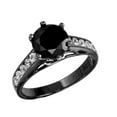 thumbnail image 1 of Black Rhodium Plated 925 Sterling Silver Shank Black Cubic Zirconia Ring Band Jewelry Female Size 5, 1 of 4
