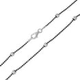 thumbnail image 1 of Black Rhodium Plated 925 Sterling Silver Wave Design DC Bead Ball Chain Italy 18" Jewelry Female, 1 of 5