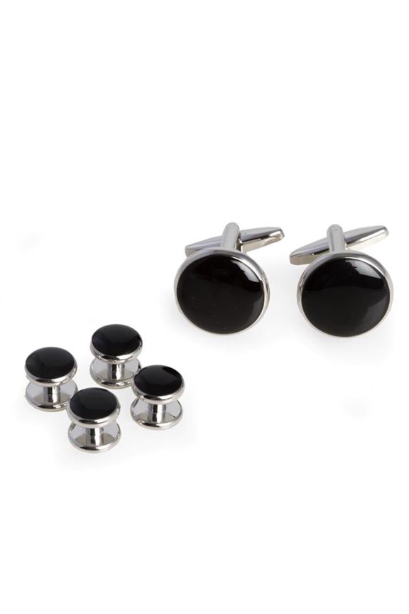Black Rhodium-Plated Cufflinks and Studs Set