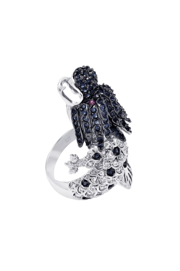 Black Rhodium Plated & Rhodium Sterling Silver 925 Dragon Ring Band CZ Jewelry Female Size 8
