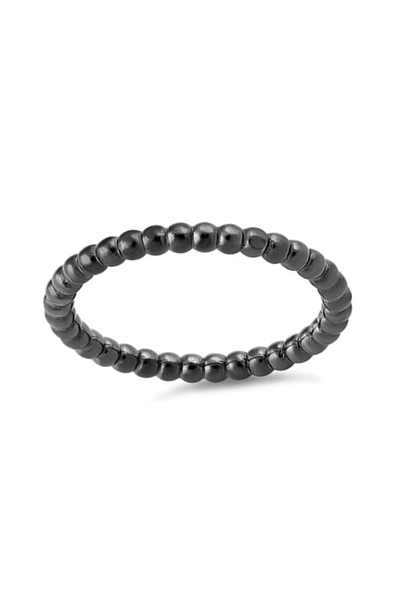 Black Rhodium Plated Stackable Bead Women Valentines Day Gifts Ring 925 Sterling Silver Platinum Plated