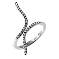 thumbnail image 1 of Black Rhodium Plated Sterling Silver 925 Adjustable Abstract Ring White Cubic Zirconia Female Size 8, 1 of 4