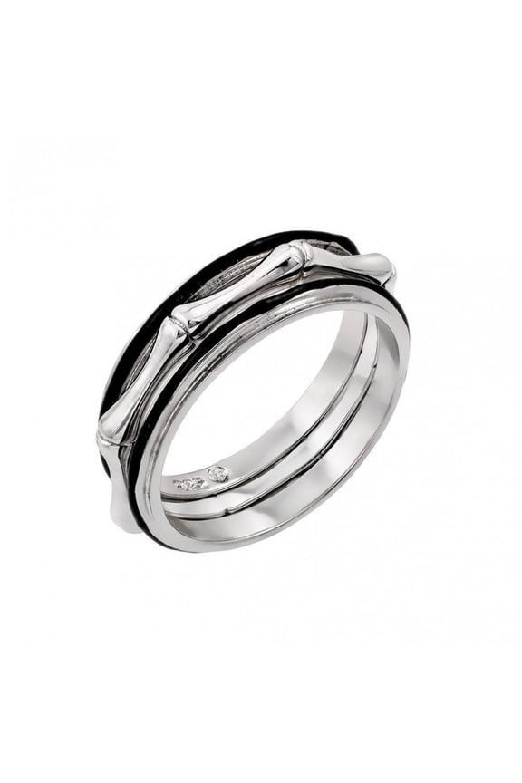 Black Rhodium Plated Sterling Silver 925 Bone Eternity Ring Band Jewelry Female Male Unisex Size 8