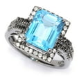 thumbnail image 1 of Black Rhodium o/Silver 4.75ctw Swiss Blue Topaz Solitaire w/Accent Ring, 1 of 4