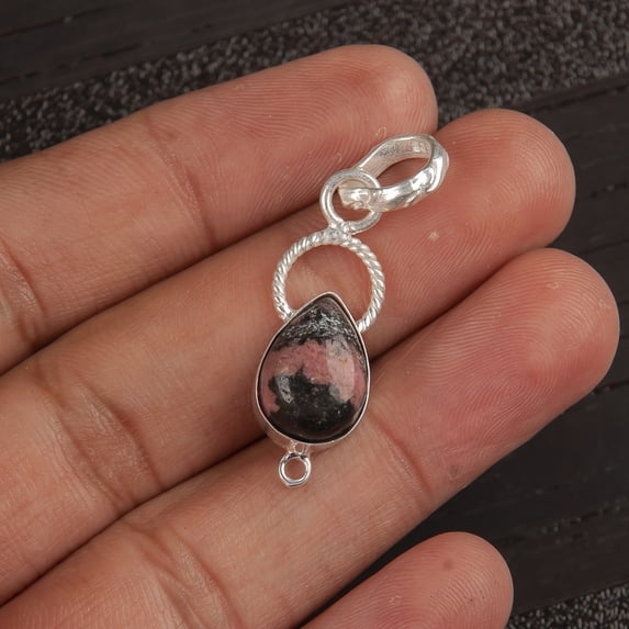 Black Rhodonite pendant 925 Sterling Silver Jewelry