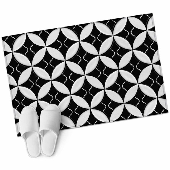 Black Rhombus Area Rugs Collection 2'x3', Retro Abstract Geometric Pattern Non Slip Indoor Rectangle Throw Runner Rug Floor Mat Carpet for Living Room Dining Table Bedroom Nursery