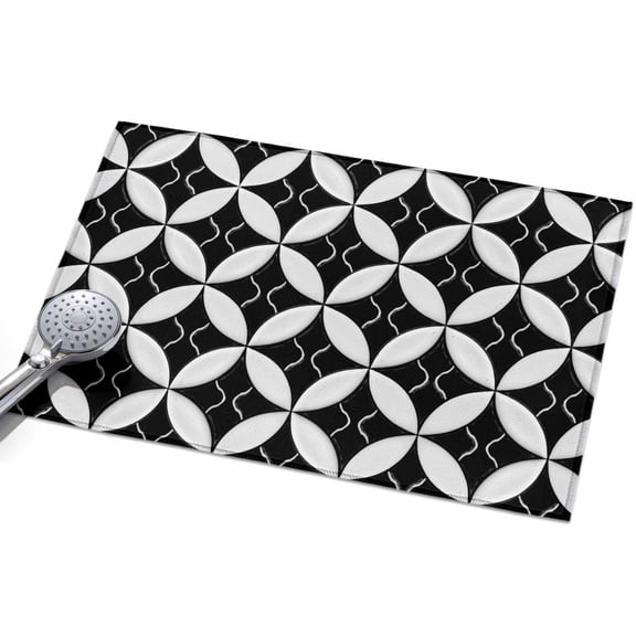 Black Rhombus Entryway Rug 2x3ft Washable Non Slip Bathroom Rug Low Pile Soft Indoor Floor Front Door Mat Retro Abstract Geometric Pattern Rectangle Area Rugs Carpet for Kitchen Office Dining Room