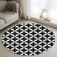 thumbnail image 1 of Black Rhombus Round Rug 3.3ft Washable Circle Entryway Rugs Non Slip Retro Abstract Geometric Pattern Area Rug Indoor Floor Carpet for Bedroom Kitchen Living Room Home Office Dining Room Nursery, 1 of 8